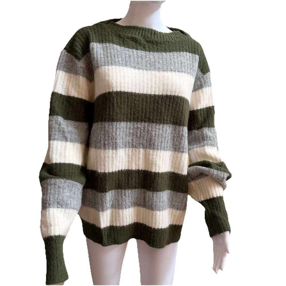 VTG Orlon Campus Luxury Line striped Pullover Women's Sweater 100% Orlon Pure (M